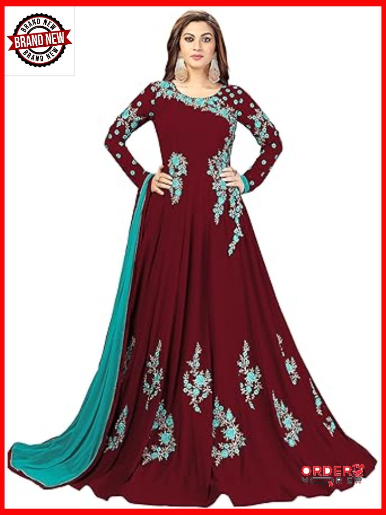 Georgette Anarkali Suit Set Floral Embroidery Stitched Formal Wear